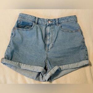 Zara Blue Denim Shorts with Brown Patch